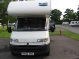 Our motorhome parked up in a campground for our first night in 		England